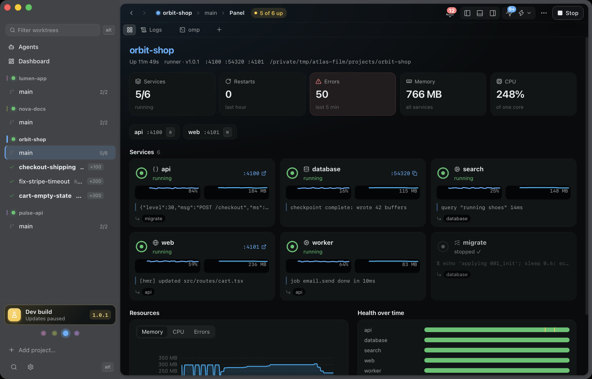 Atlas Desktop workspace with sidebar, tabs and docks